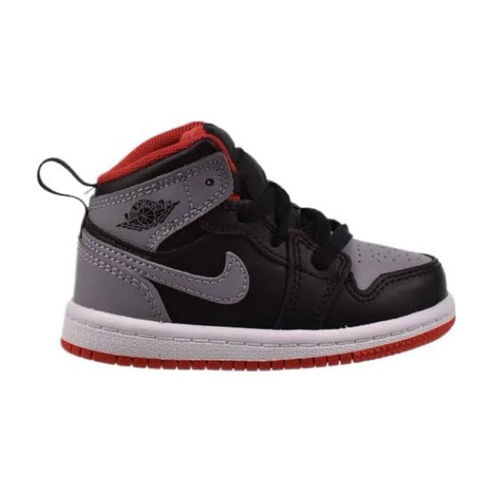 Nike Jordan 1 Mid Black Cement Gray Fire Red High Top Sneakers 9C